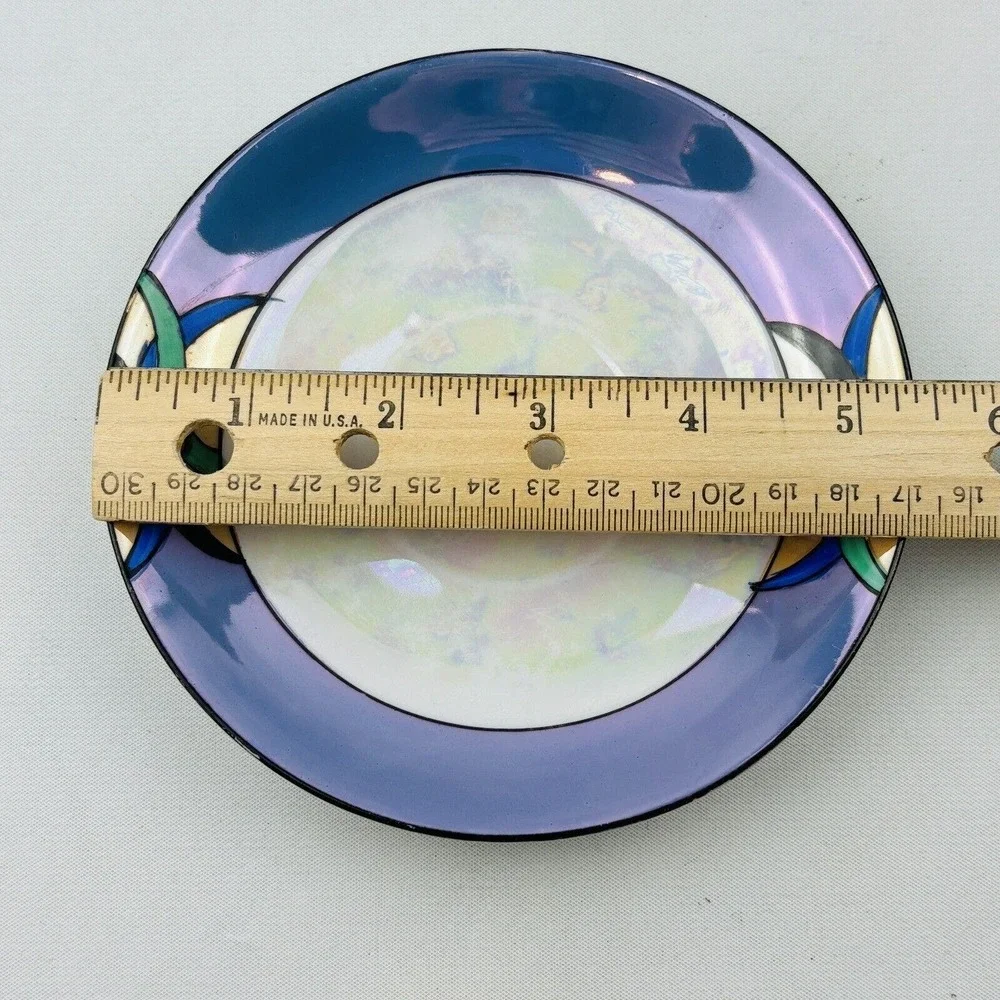 Vtg Noritake Floral 2 Saucer Only‎ Lot Blue Lusterware Handpainted Morimura